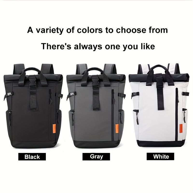 Roll-Top Travel Backpack - White M