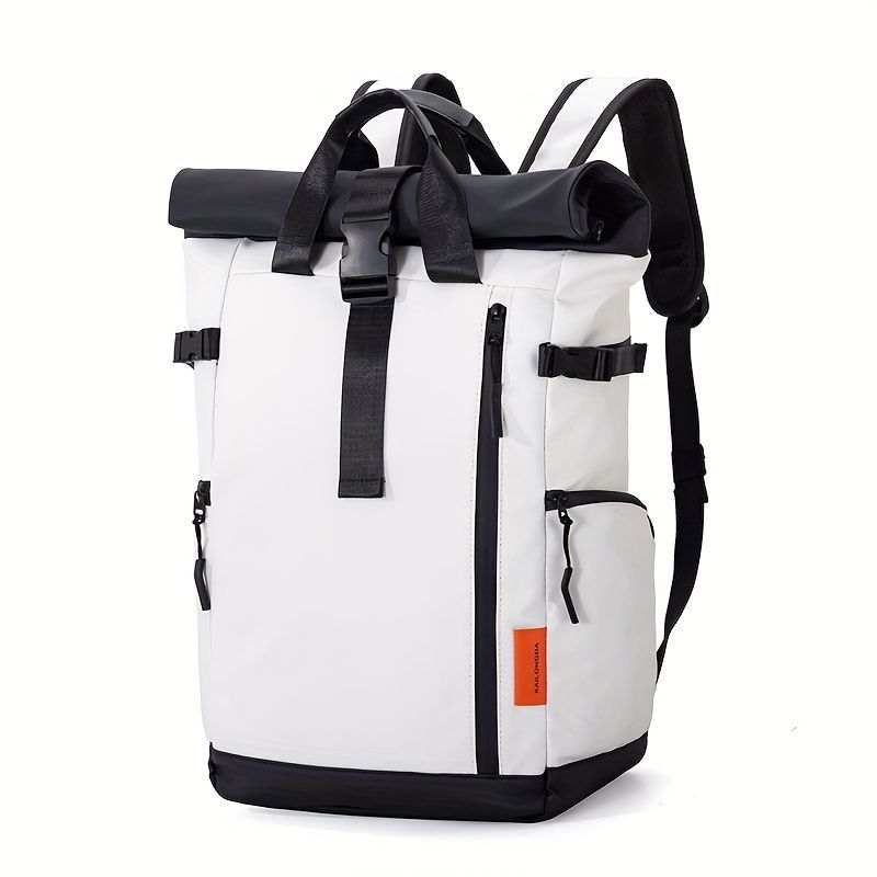 Roll-Top Travel Backpack - White M