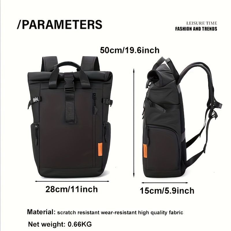 Roll-Top Travel Backpack - White M