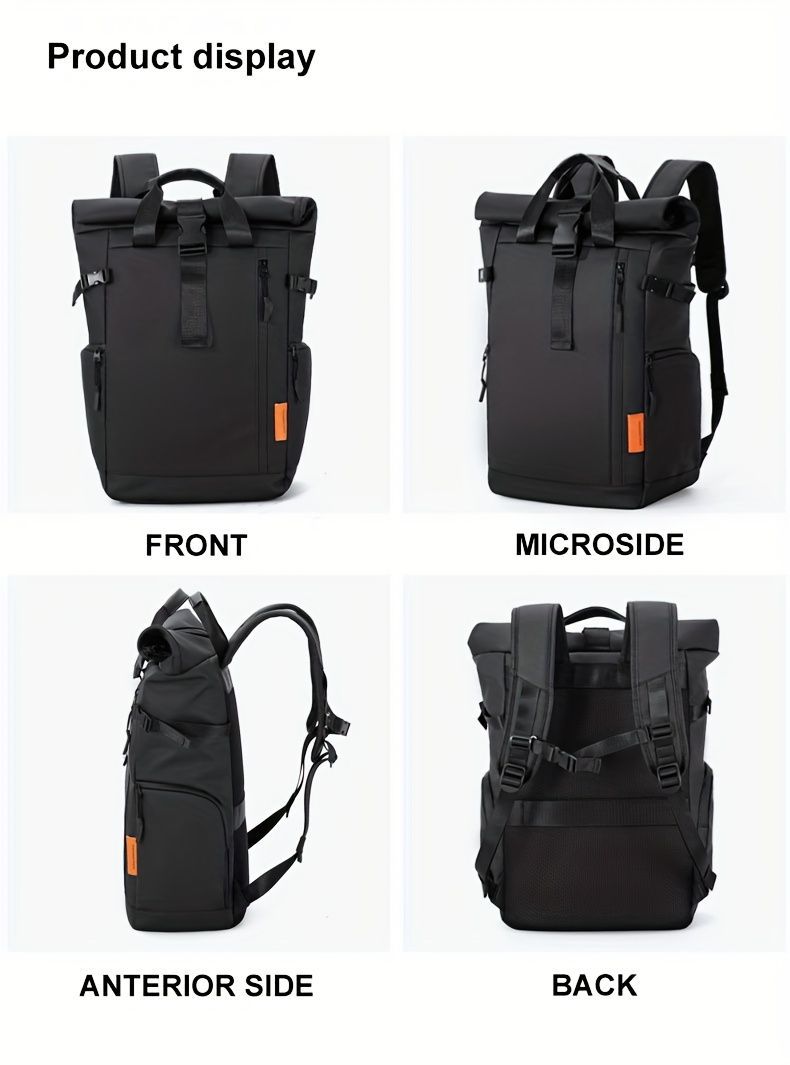 Roll-Top Travel Backpack - White M