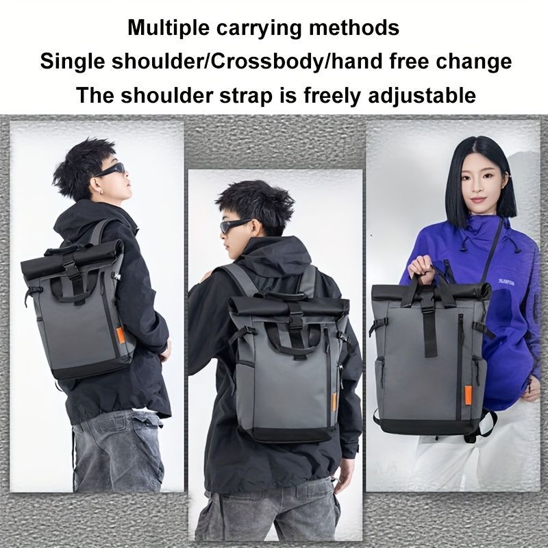 Roll-Top Travel Backpack - White M