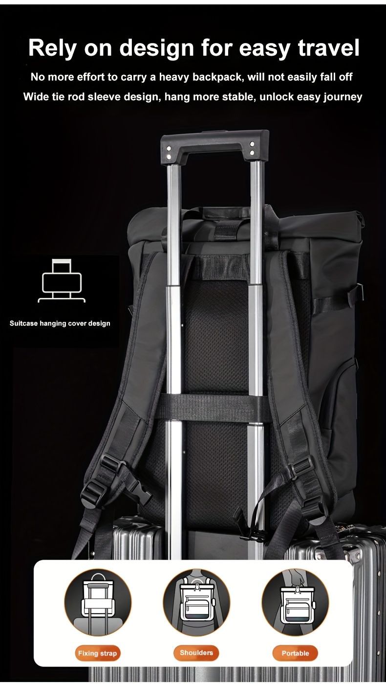 Roll-Top Travel Backpack - White M