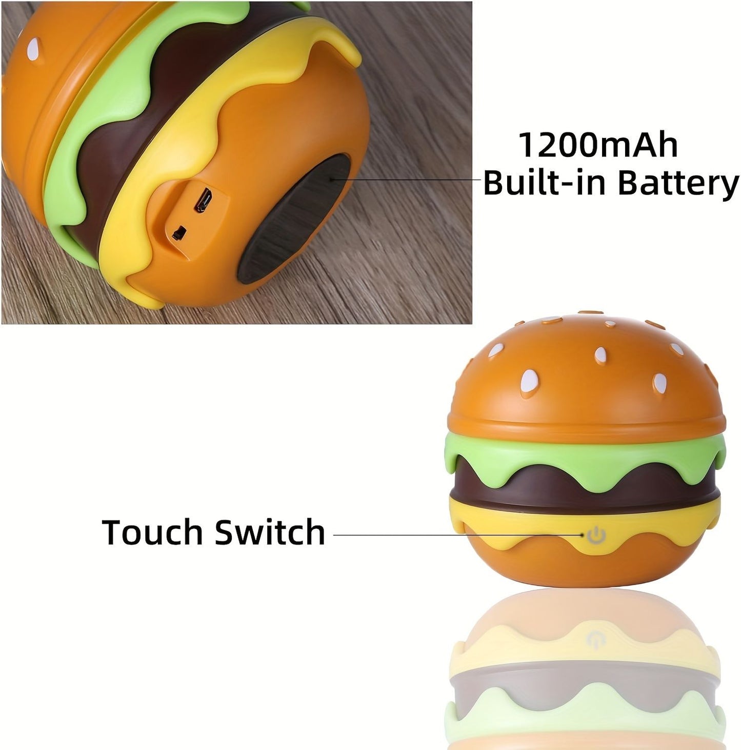 Burger-Shaped Rechargeable Night Light