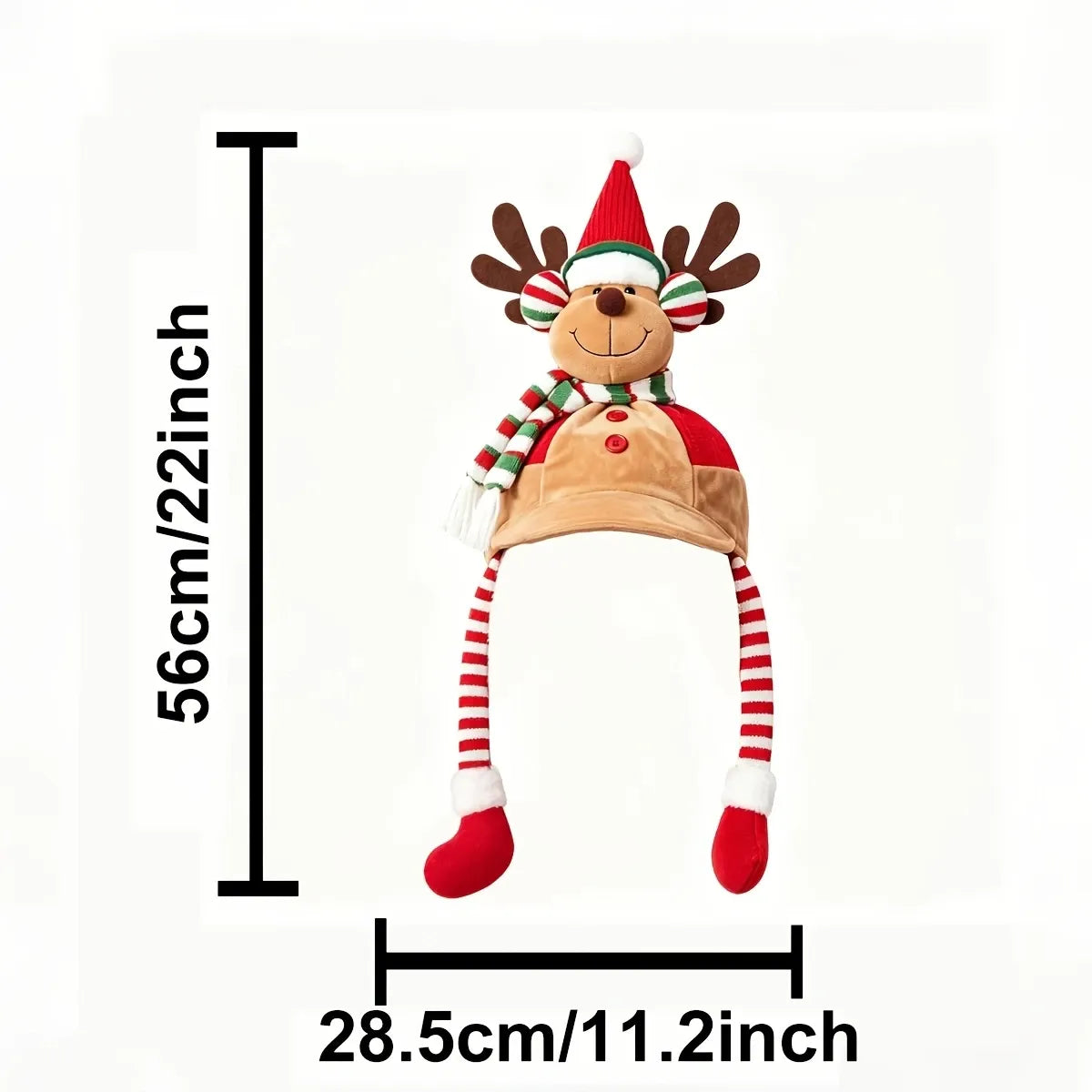 Christmas 3D plush baseball cap with ear flaps, Santa/Snowman/Reindeer design, plaid accents, warm & cozy, perfect for holiday parties and winter gifts.(the Santa Claus)
