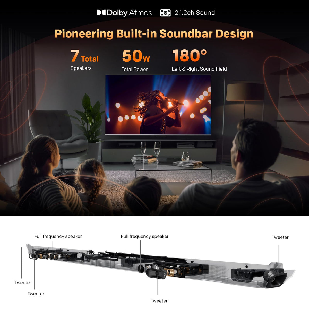 SKYWORTH 55" MagicSound Google TV, 144Hz UHD QLED+, 2.1.2 Sound, Built-in Subwoofer, Dolby Vision+Atmos, Eyecare TV, Find-my remote, Q7700G