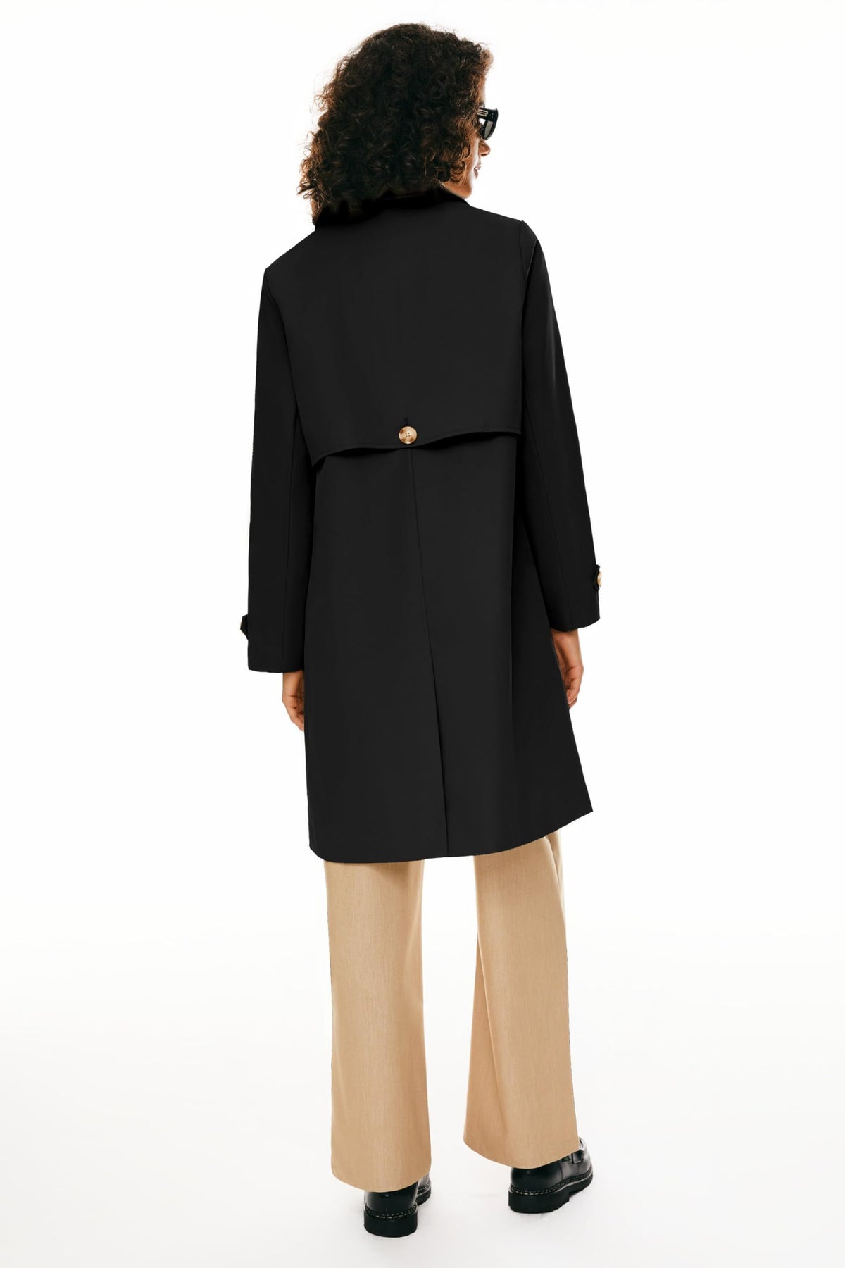 Classic Single-Breasted Trench Coat for Daily, Office & Casual Occasions, XL (Black)