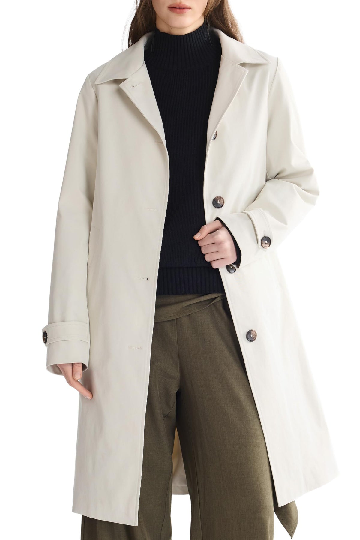 Timeless Single-Breasted Trench Coat for Office, Casual Outings & Cool Season Wear, XL (light beige)
