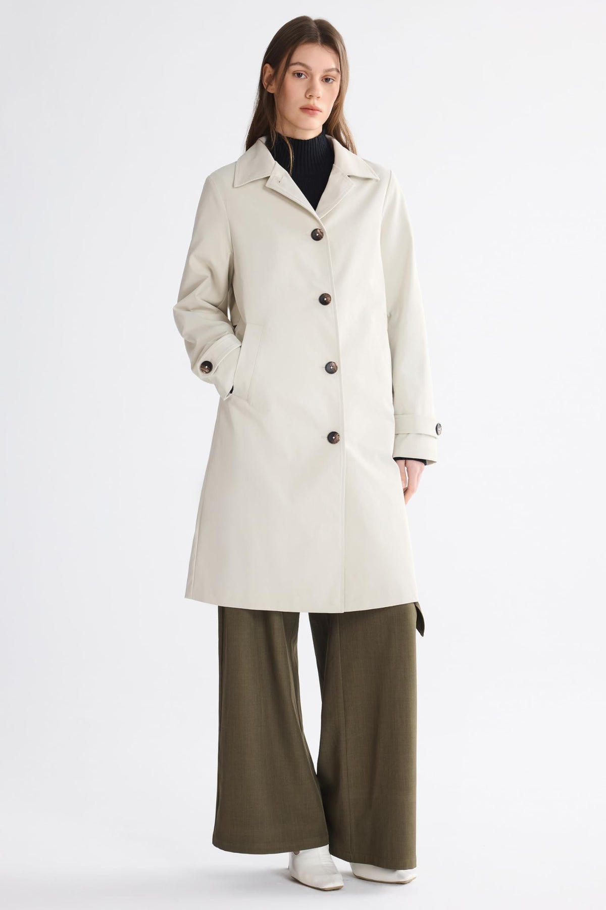 Timeless Single-Breasted Trench Coat for Office, Casual Outings & Cool Season Wear, XL (light beige)