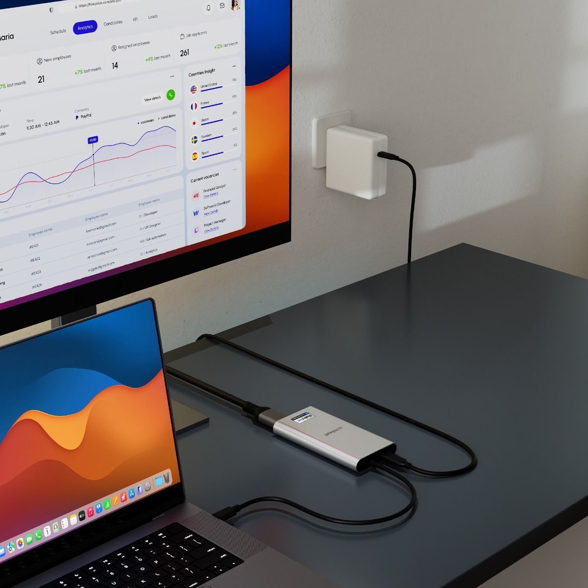 mbeat USB-C Dual 4K HDMI DisplayLink Adapter with PD Pass-Through