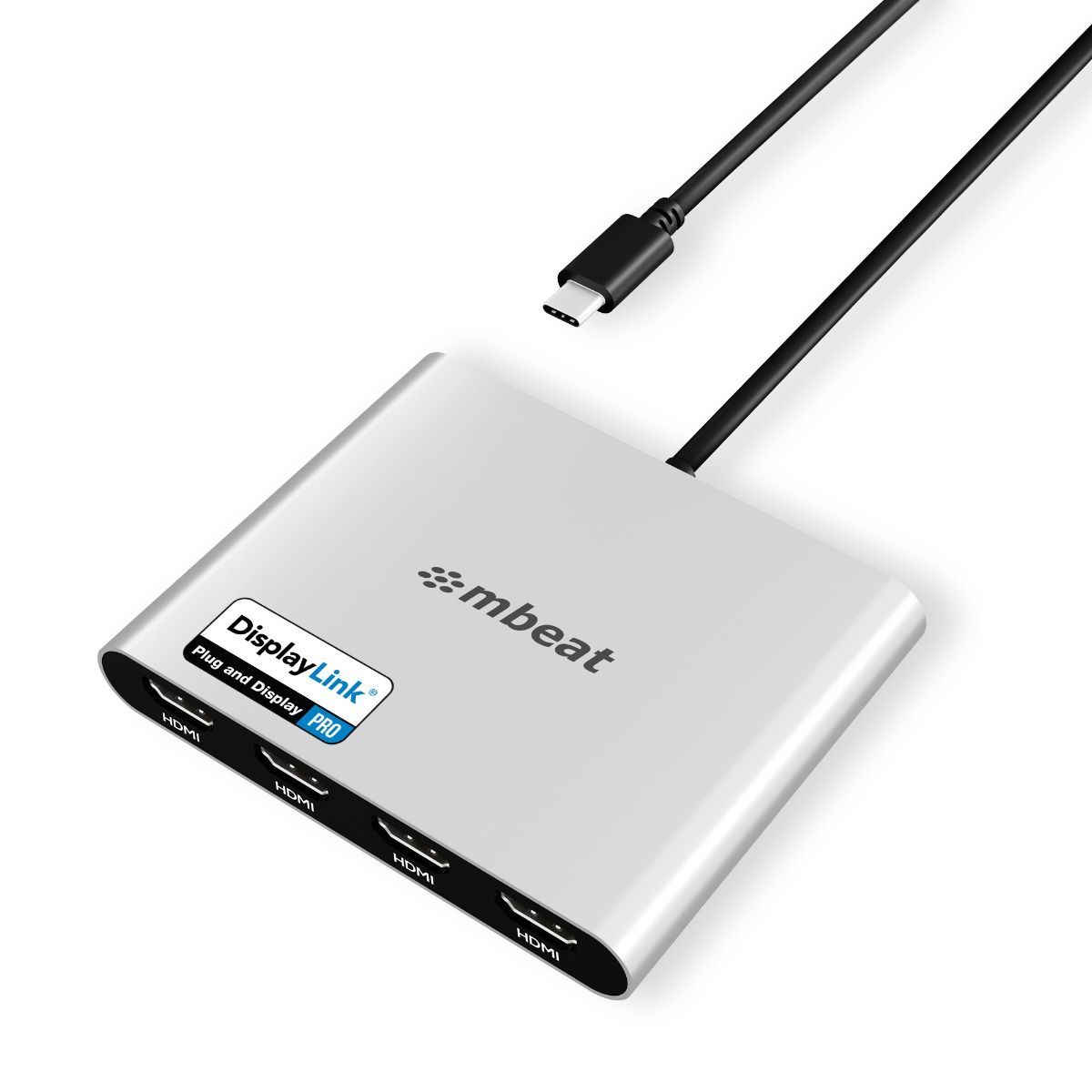 mbeat USB-C Quad 4K HDMI DisplayLink Adapter with PD Pass-Through