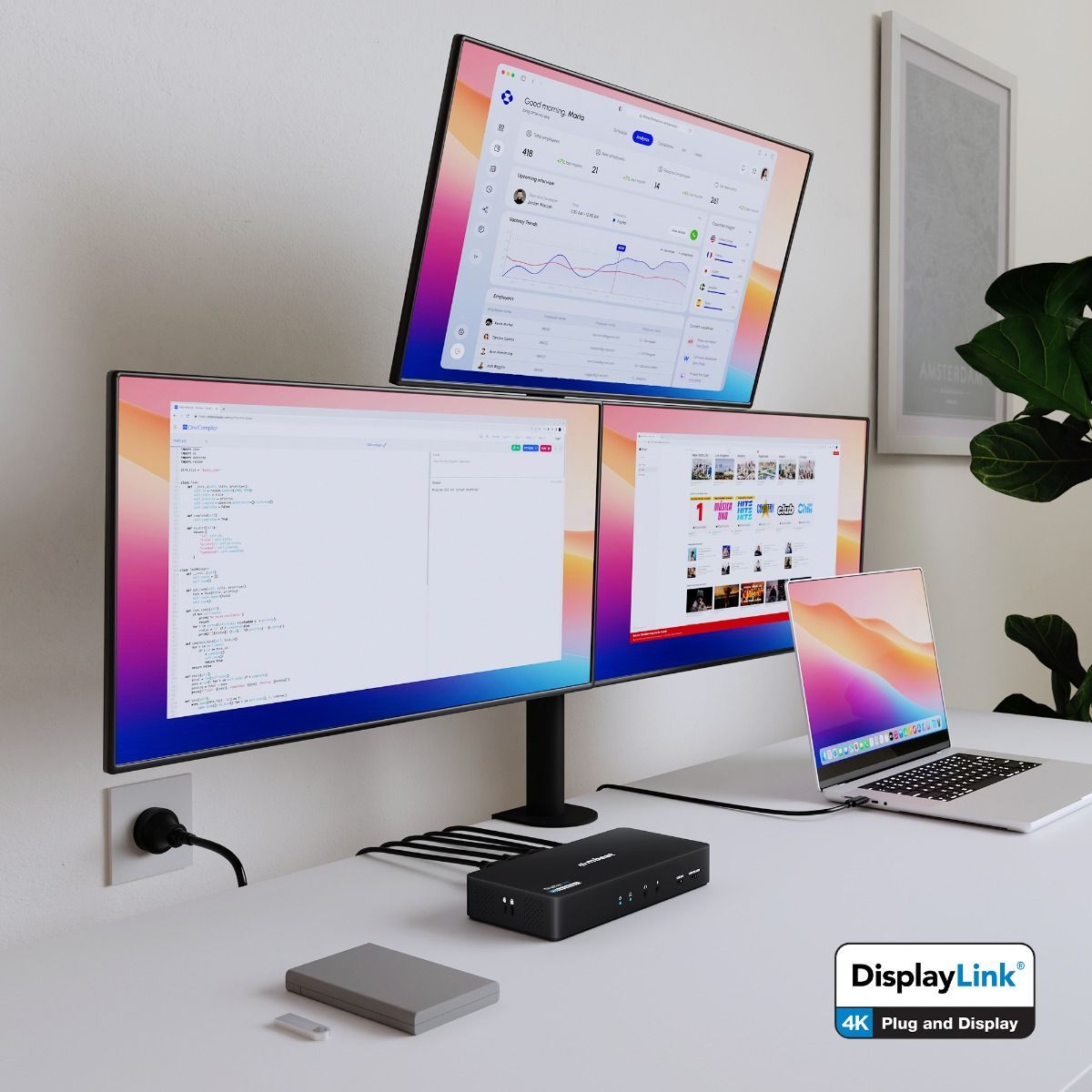 mbeat USB-C Triple 4K DisplayLink Docking Station
