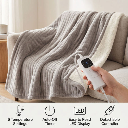 Lenoxx Heated Fleece Throw Blanket