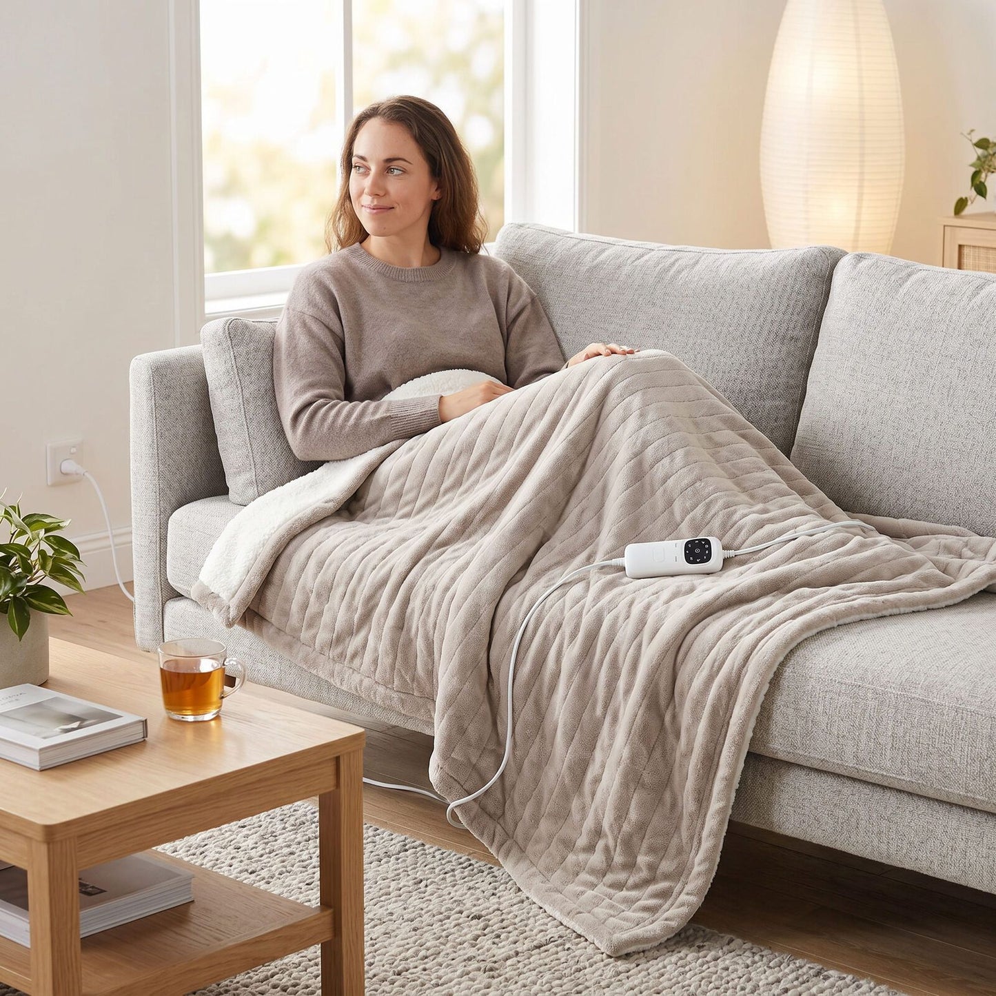 Lenoxx Heated Fleece Throw Blanket