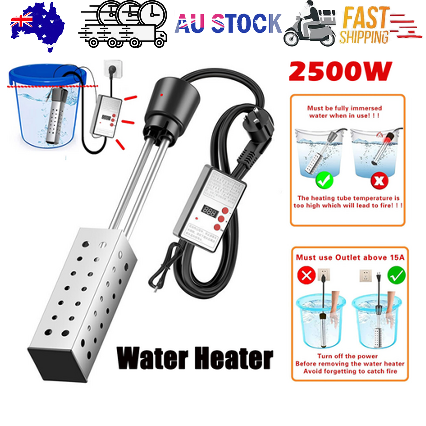 2500W Portable Immersion Water Heater
