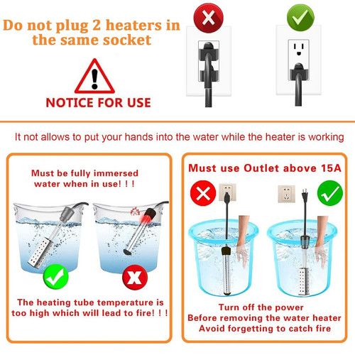 2500W Portable Immersion Water Heater