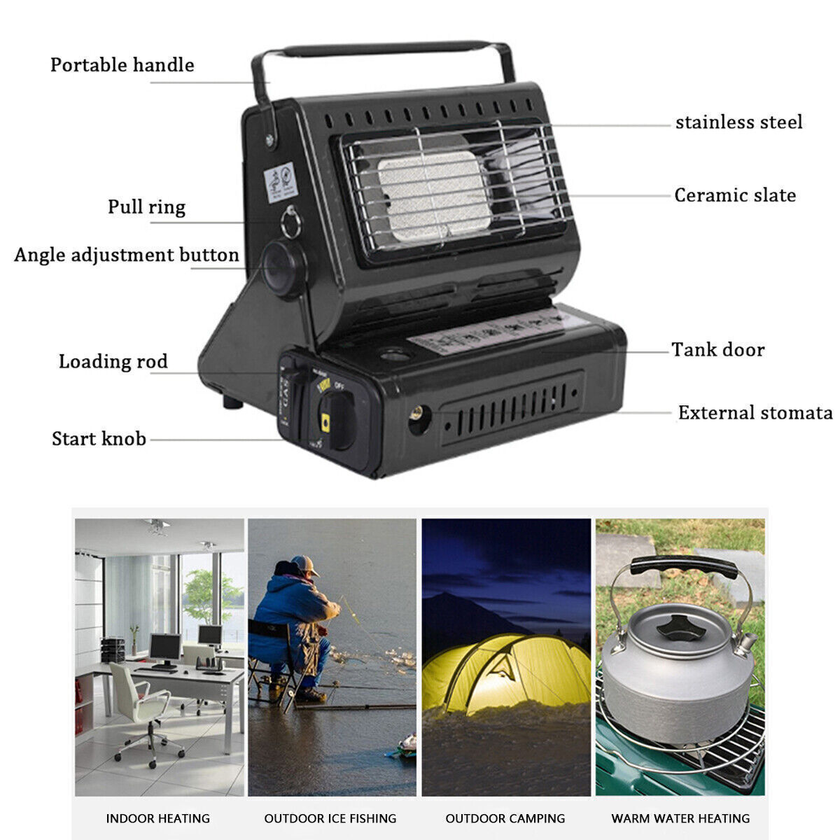 Portable Camping Gas Heater - Black
