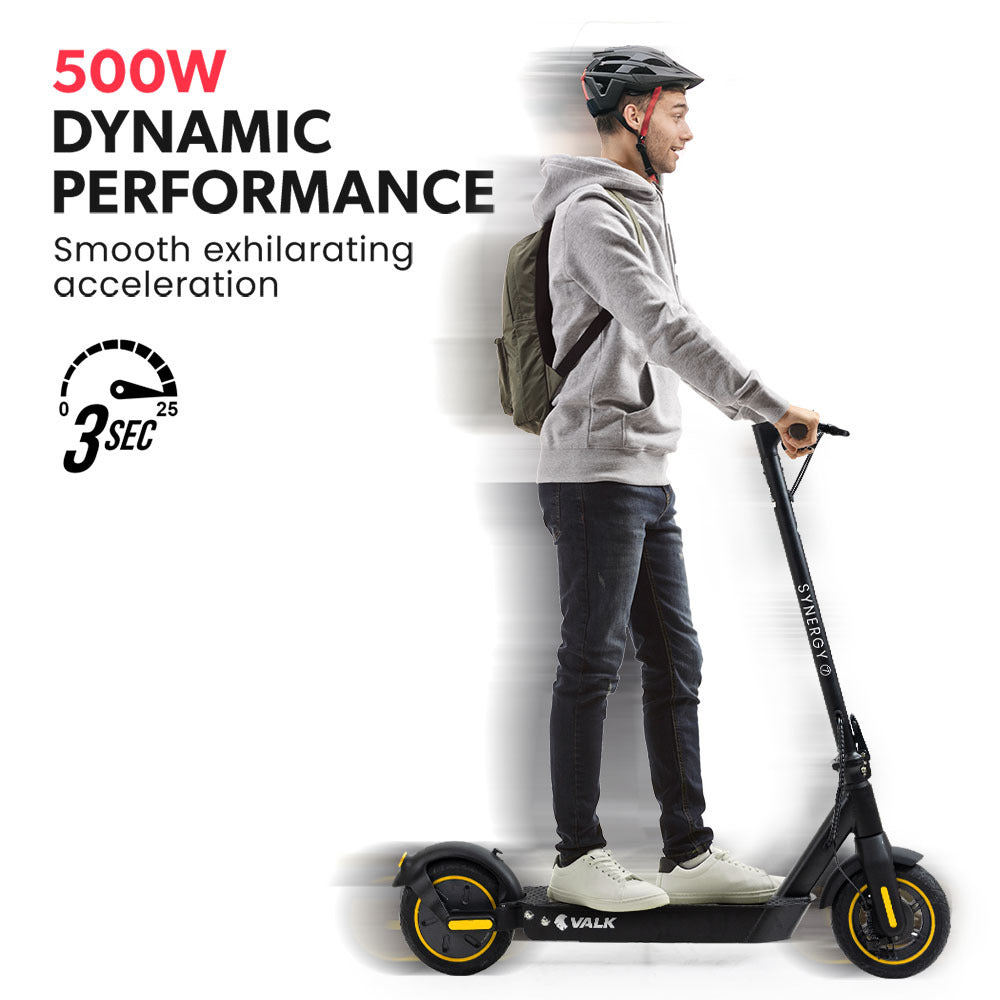 VALK Synergy 7 Electric Scooter 500W - Black/Yellow