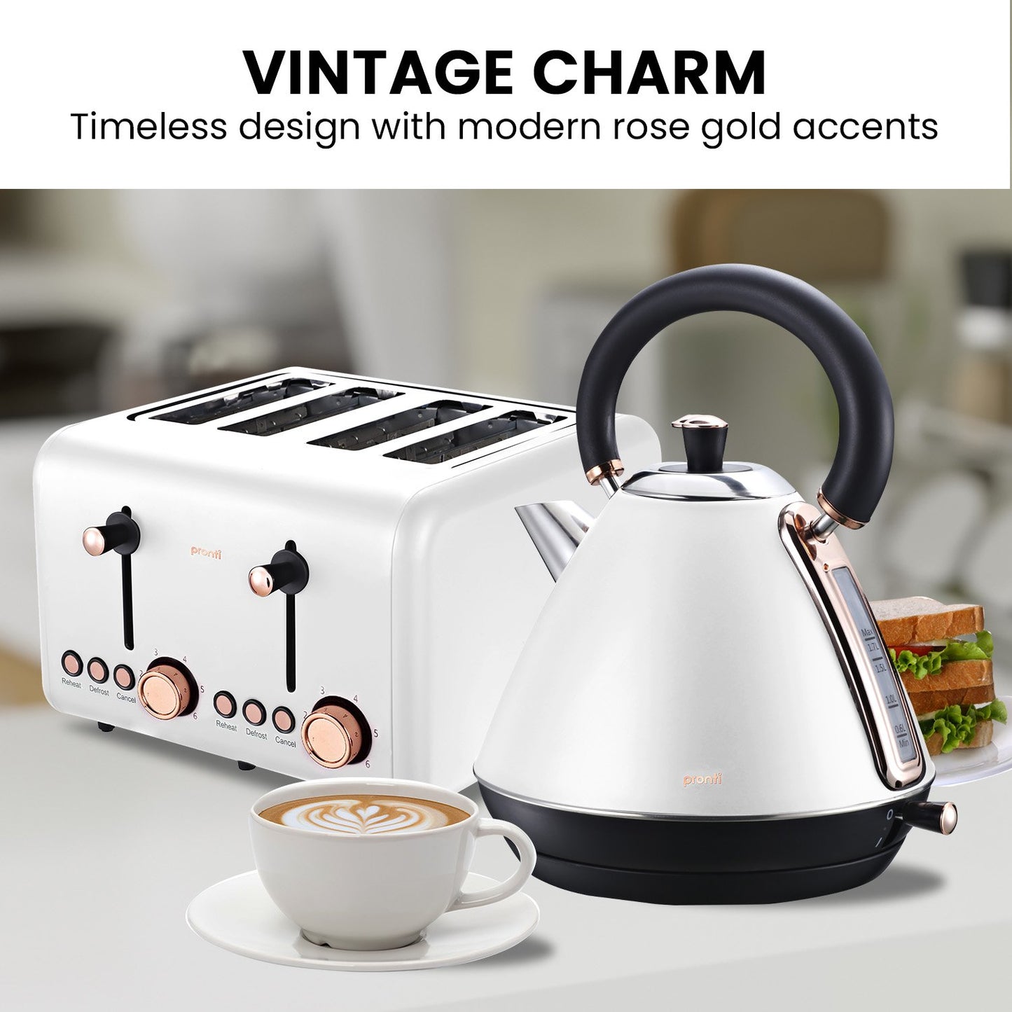 Pronti Toaster & Kettle Bundle - White