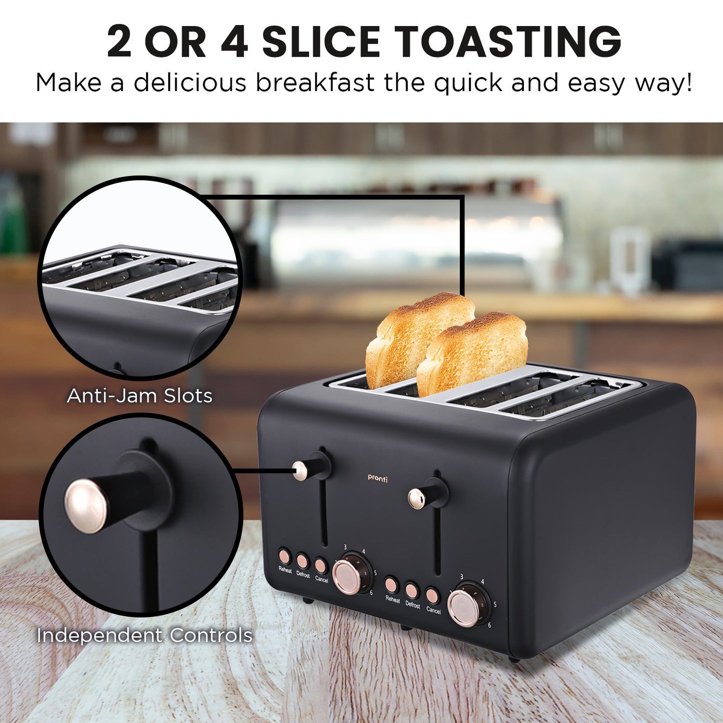Pronti 4-Slice Toaster - Black