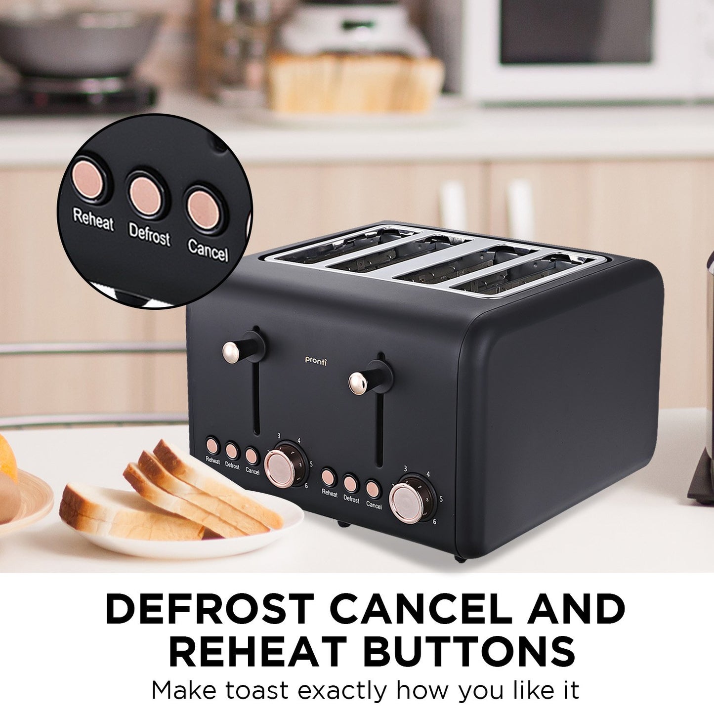 Pronti 4-Slice Toaster - Black