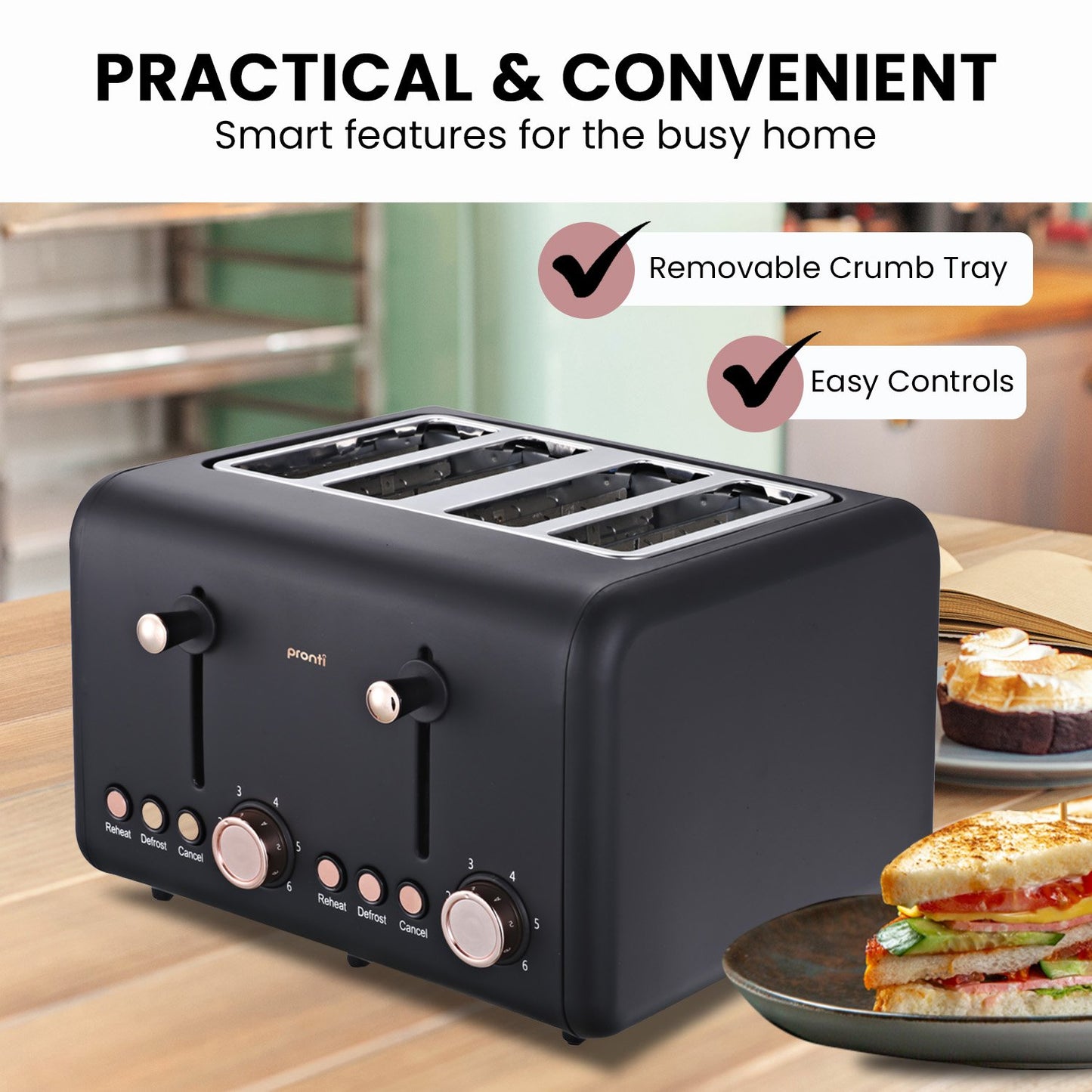 Pronti 4-Slice Toaster - Black