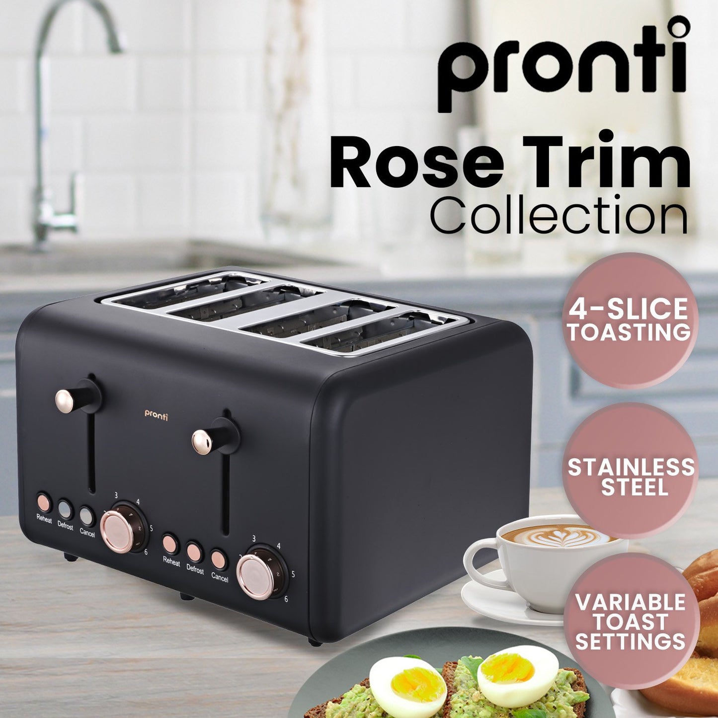 Pronti 4-Slice Toaster - Black