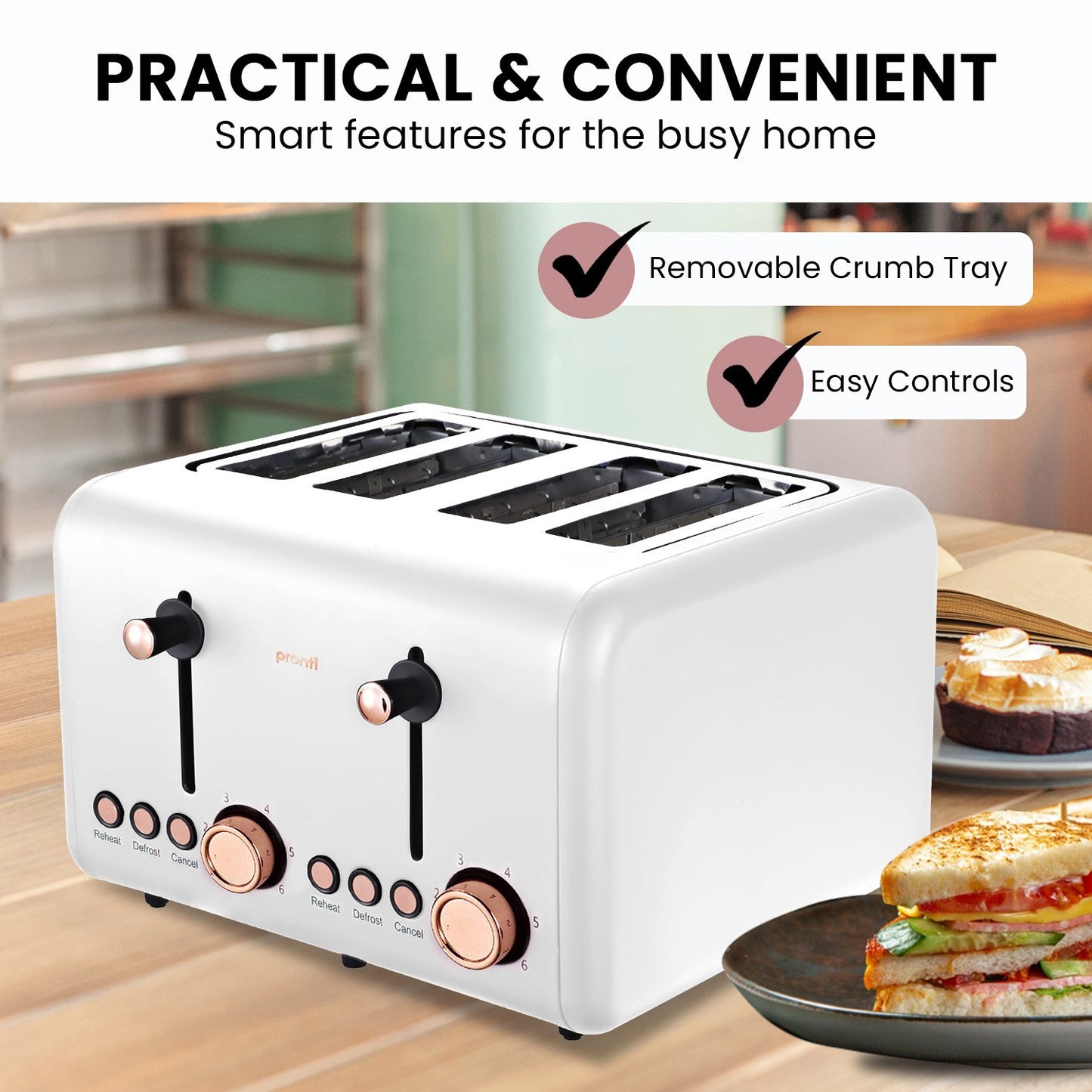 Pronti 4-Slice Toaster - White