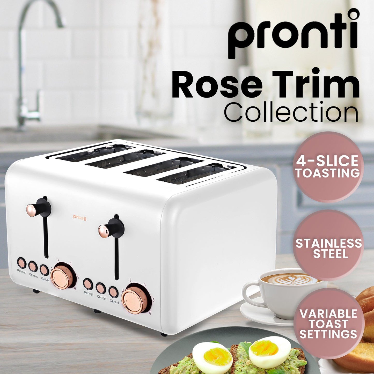 Pronti 4-Slice Toaster - White