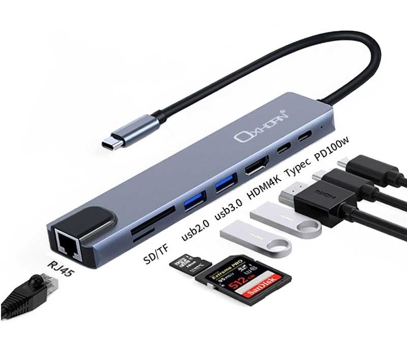 OXHORN USB-C to HDMI 8-in-1 Adapter