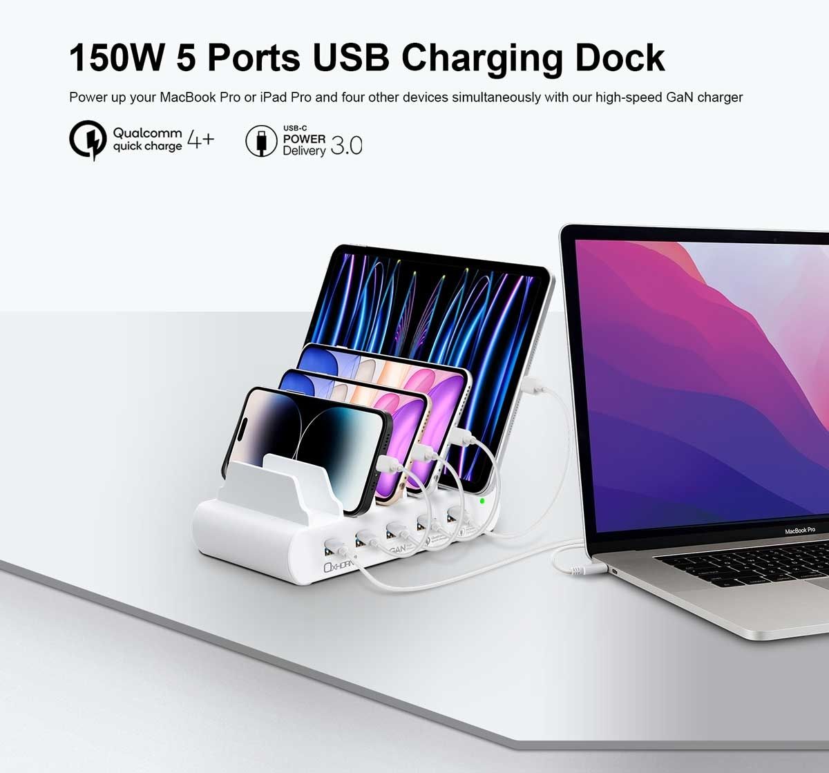 OXHORN 150W 5 Port Charging Dock