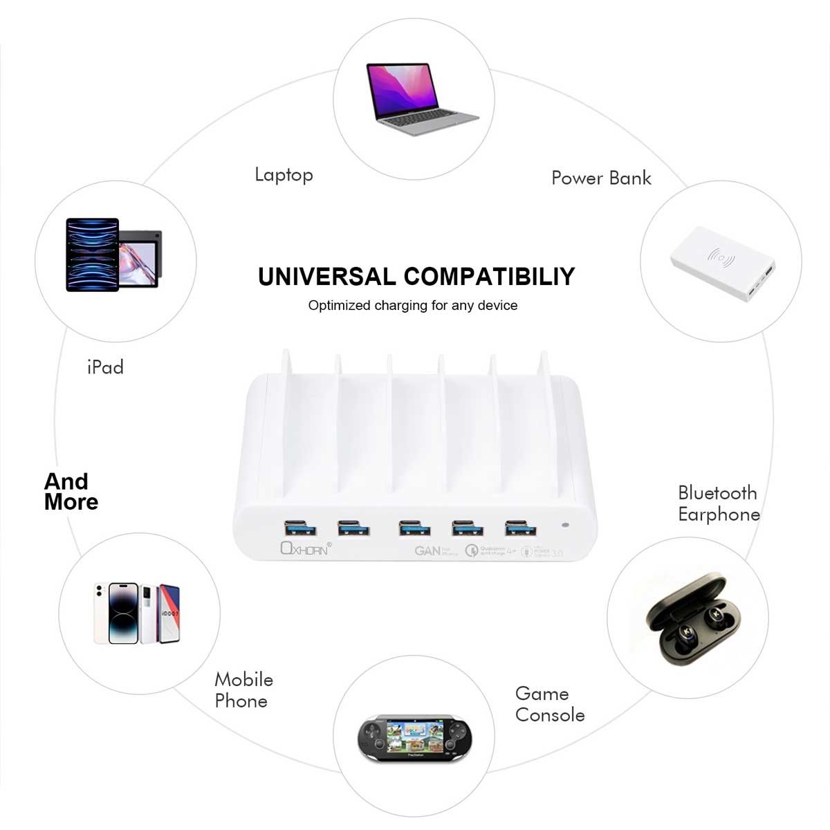 OXHORN 150W 5 Port Charging Dock