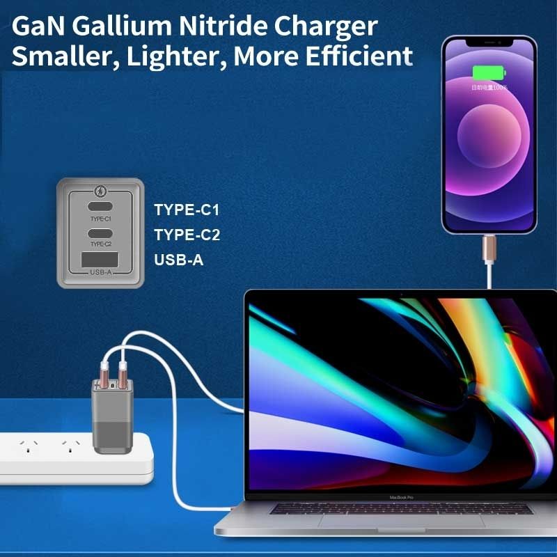 OXHORN 65W 3 Port GaN Charger - Black