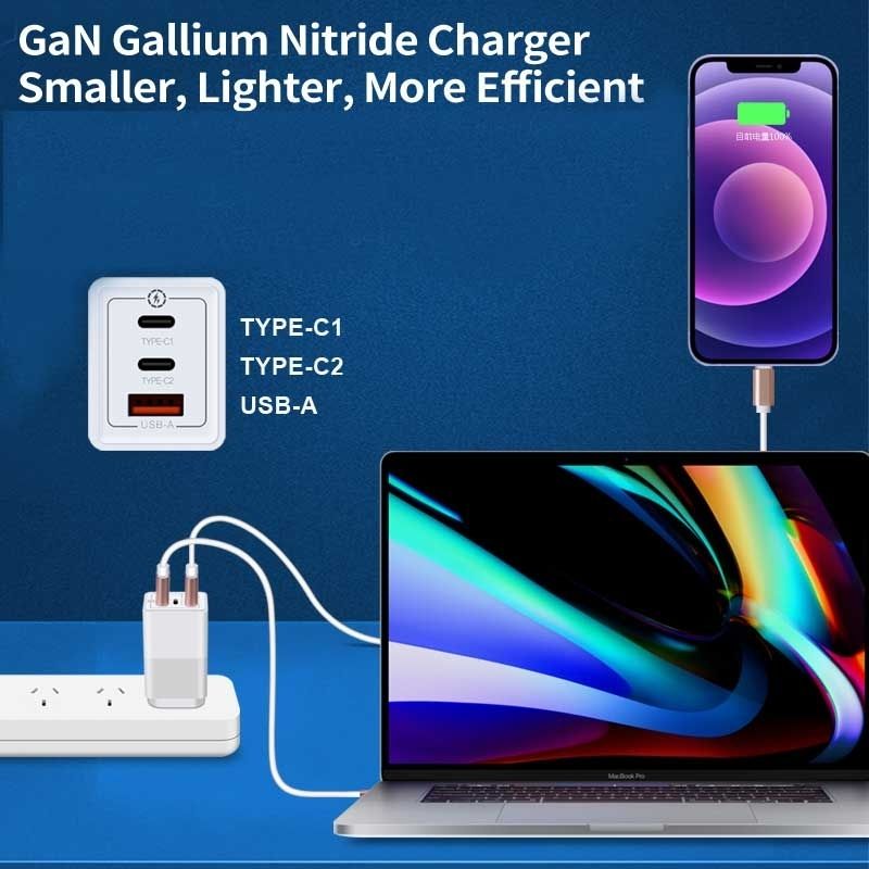 OXHORN 65W 3 Port GaN Charger - White