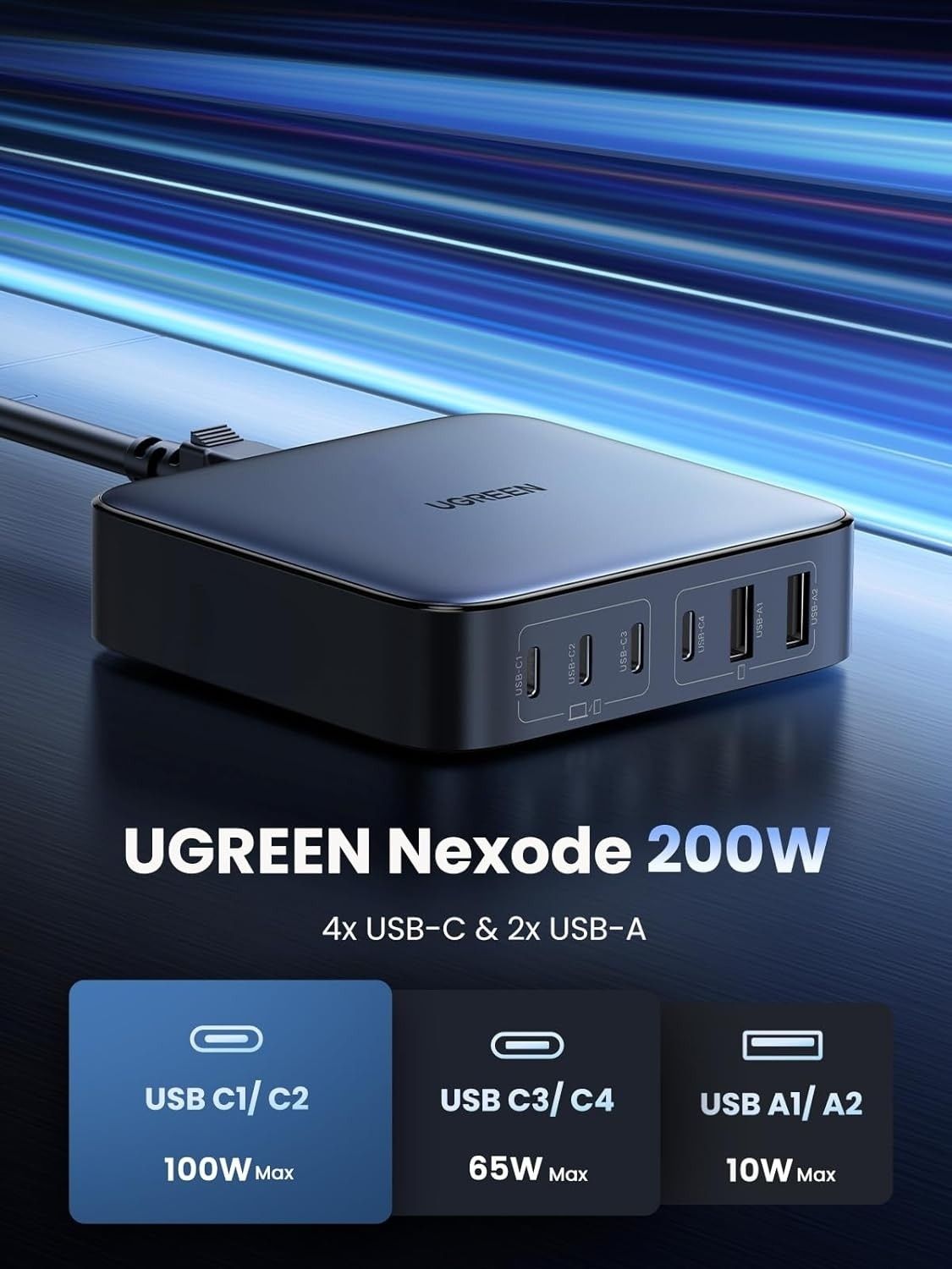 UGREEN Nexode 200W 6-Port GaN Desktop Charger