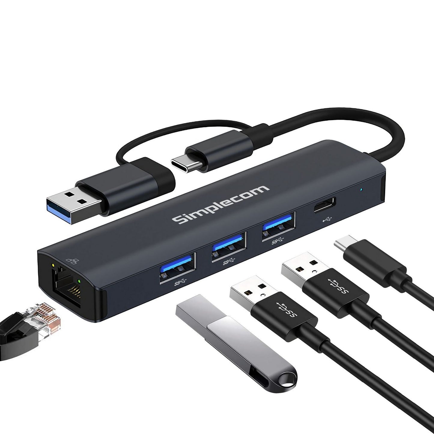 Simplecom CHN436 USB-C/A Hub with Ethernet