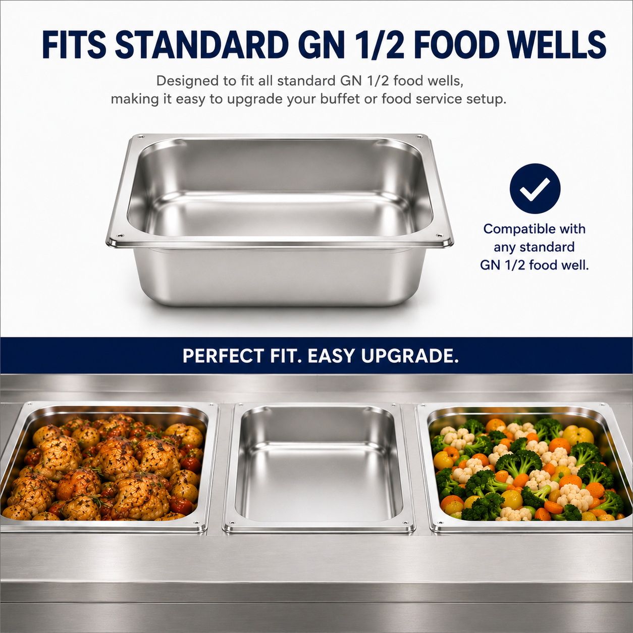 Stainless Steel GN 1/2 Steam Table Pan - 150mm