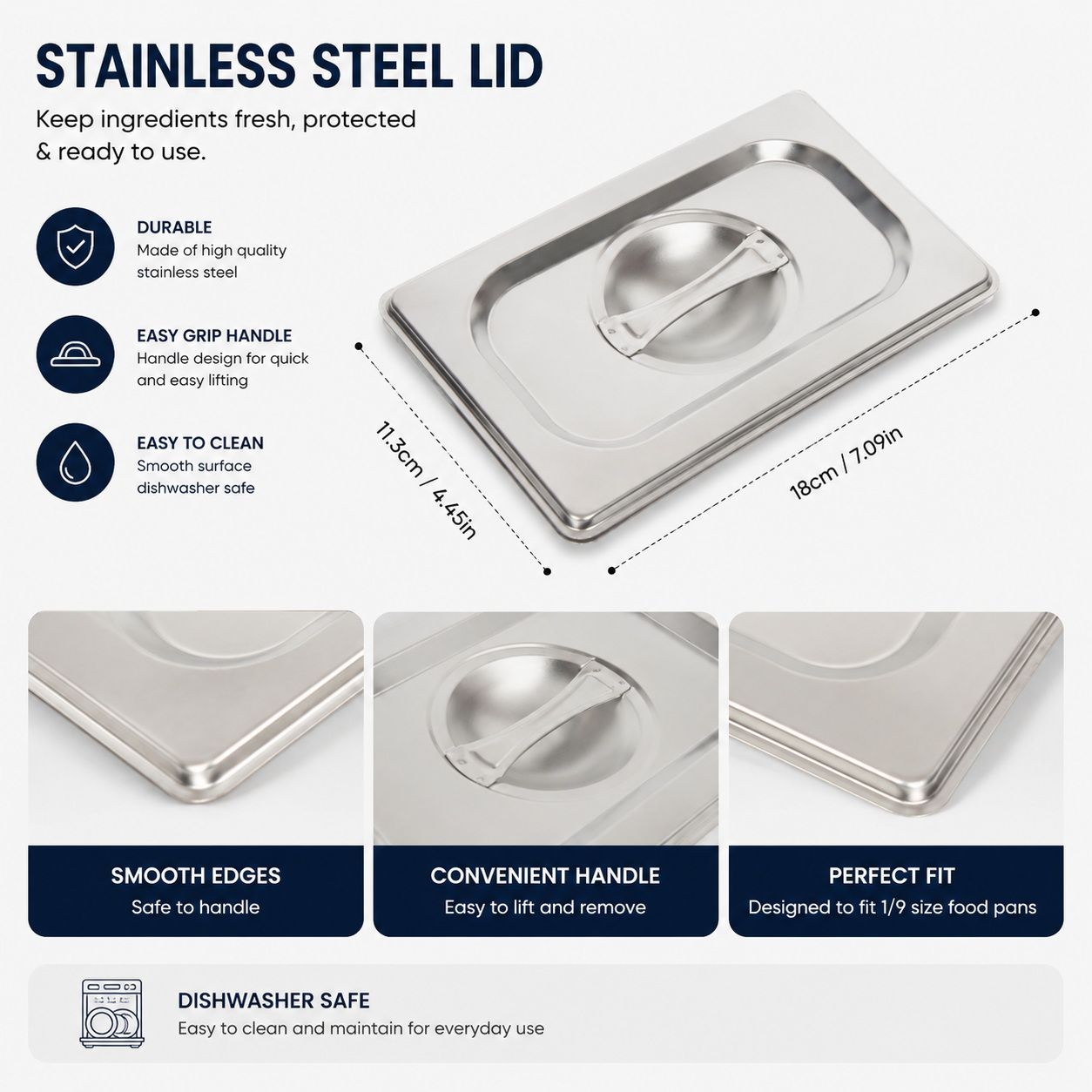 GN 1/9 Steam Table Pan with Lid - 150mm