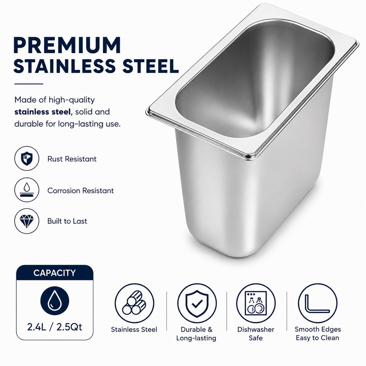 GN 1/9 Steam Table Pan with Lid - 150mm