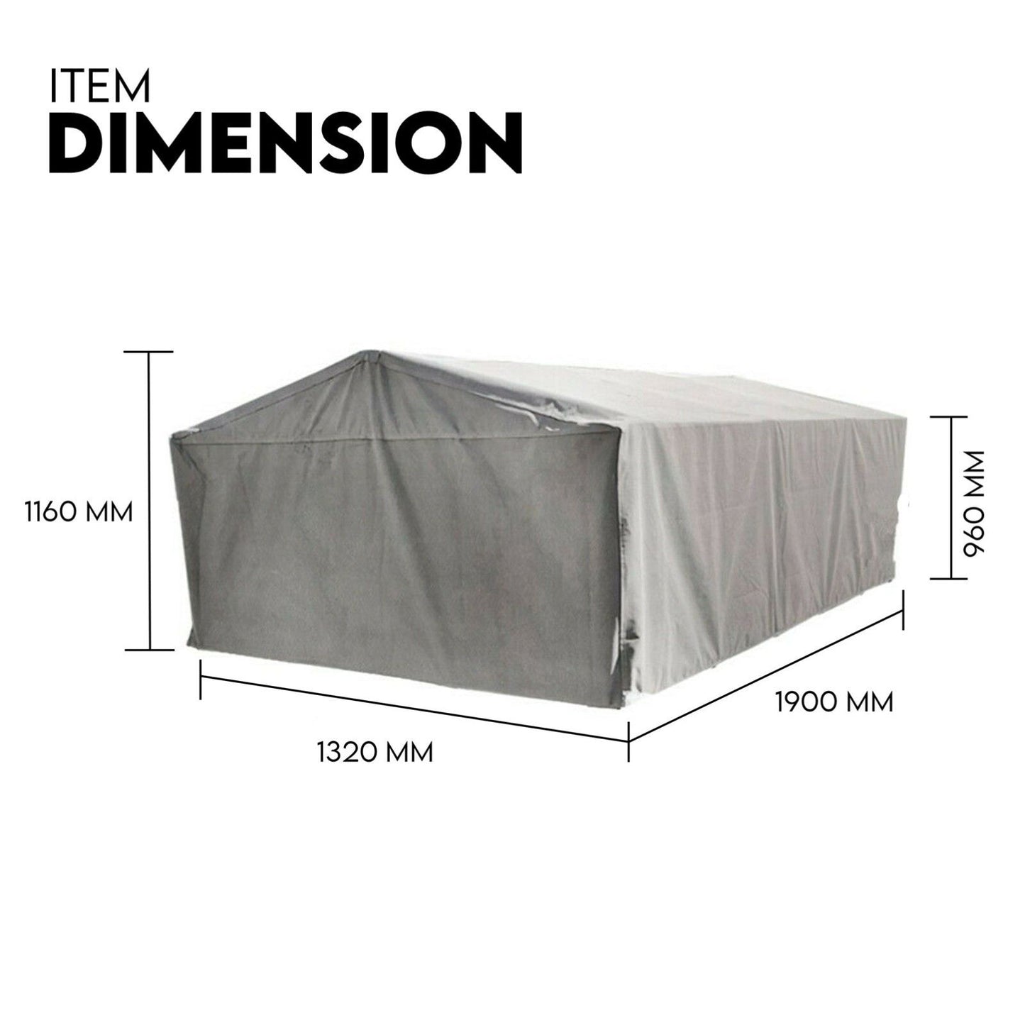 6X4 Box Trailer Cage Canvas Cover (900mm) Universal Waterproof Rip Resistant 3ft