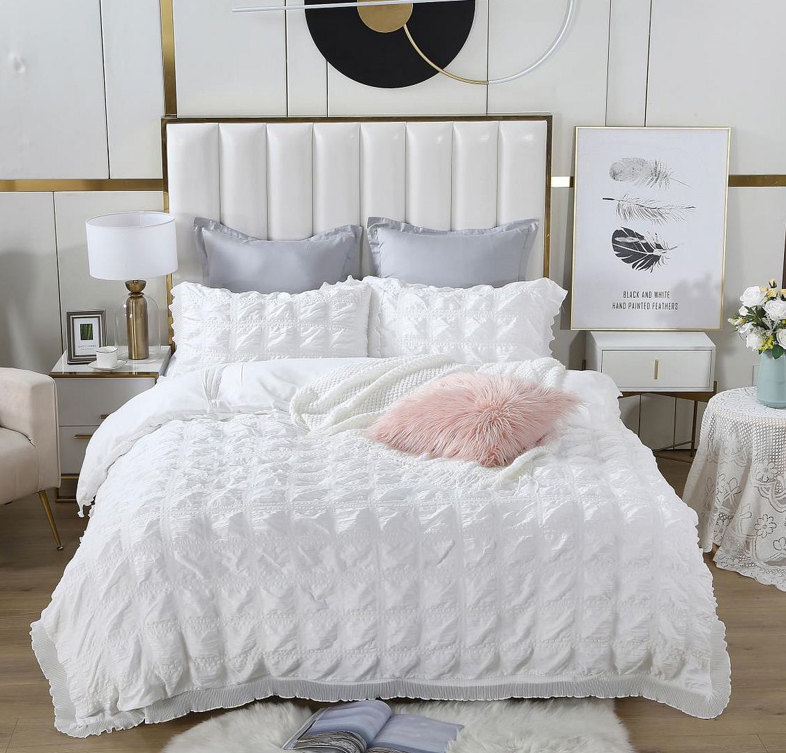 Elisa Gentle Ruffles Textured Duvet Quilt Cover Set King
