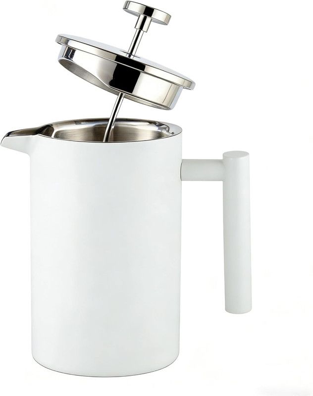 White French Press Coffee Maker 1000ml Gift Set