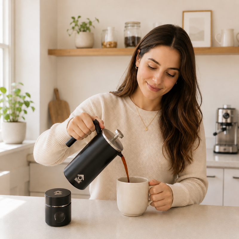 Black French Press Coffee Maker 350ml Gift Set