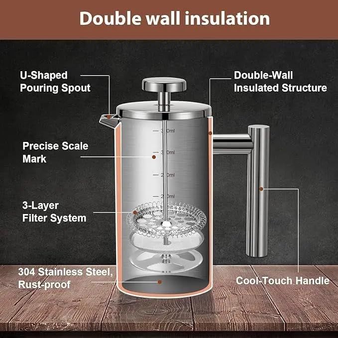 Black French Press Coffee Maker 350ml Gift Set