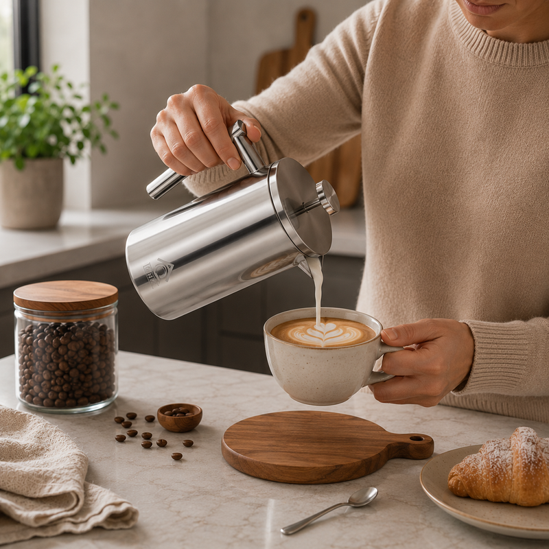 Silver French Press Coffee Maker 350ml Gift Set
