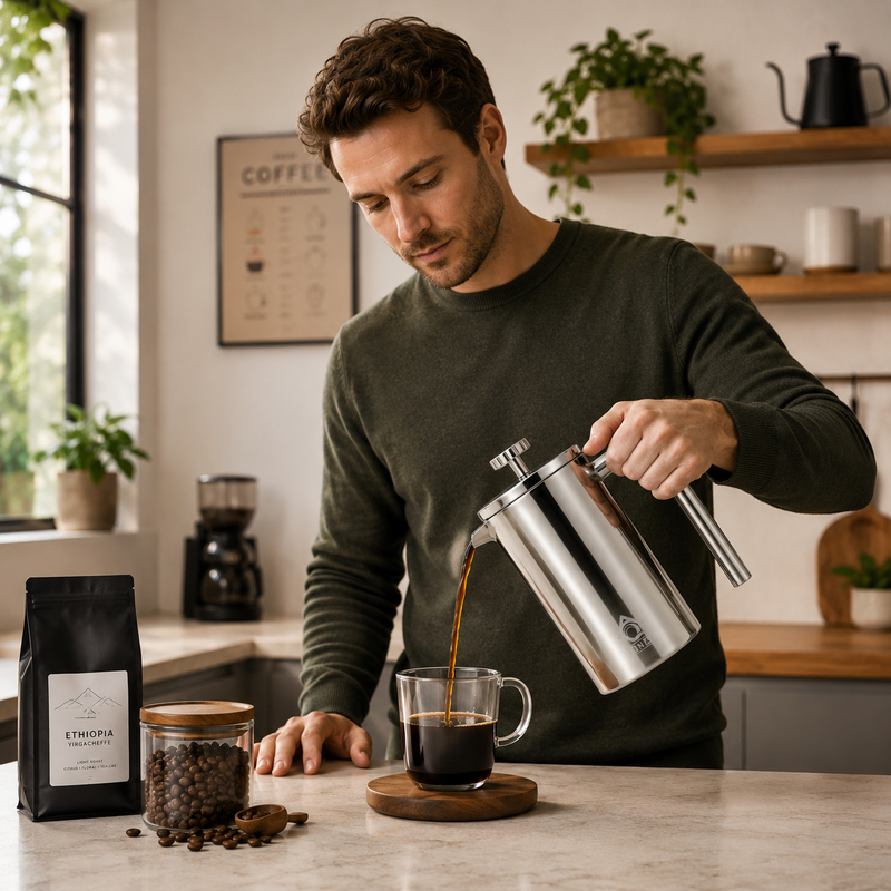 Silver French Press Coffee Maker 350ml Gift Set