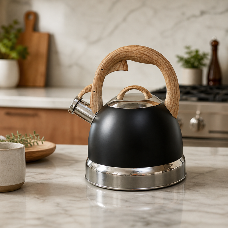2.9L Black Stainless Steel Whistling Kettle