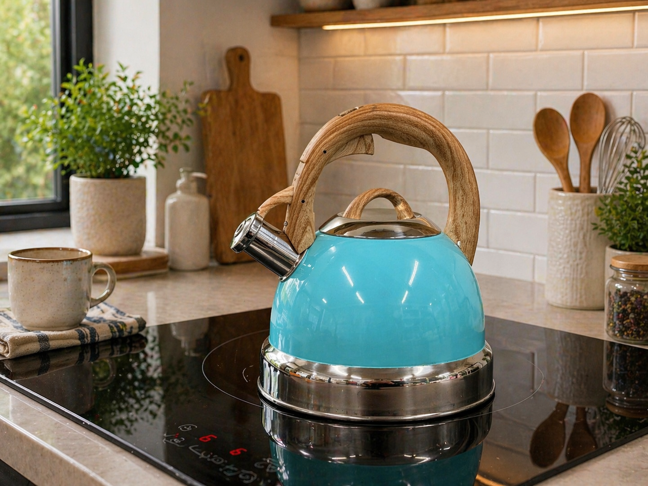 2.9L Blue Stainless Steel Whistling Kettle