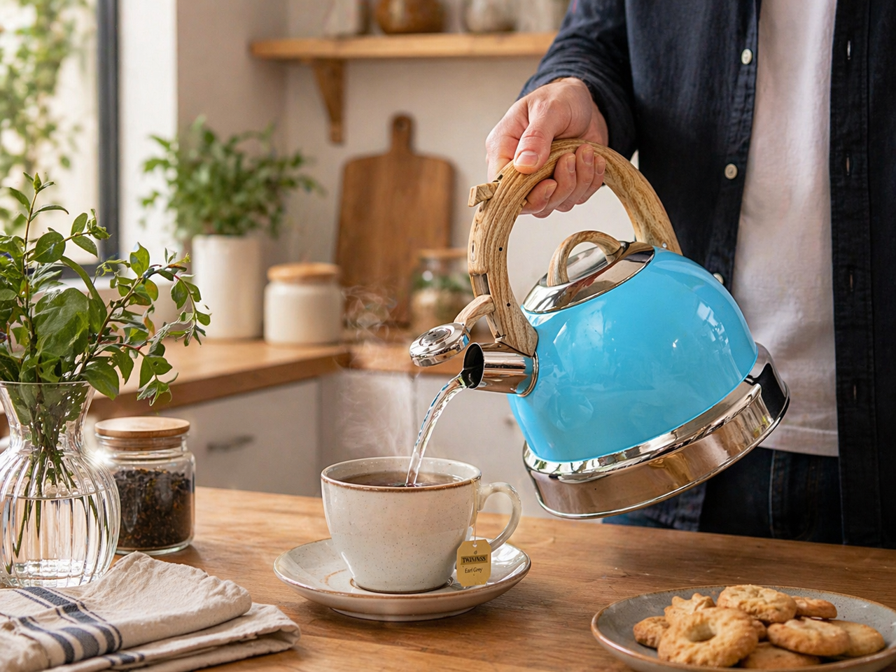 2.9L Blue Stainless Steel Whistling Kettle