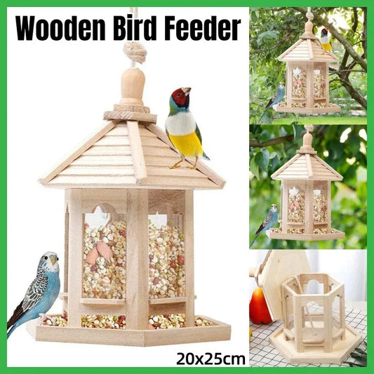 Wooden Garden Bird Feeder
