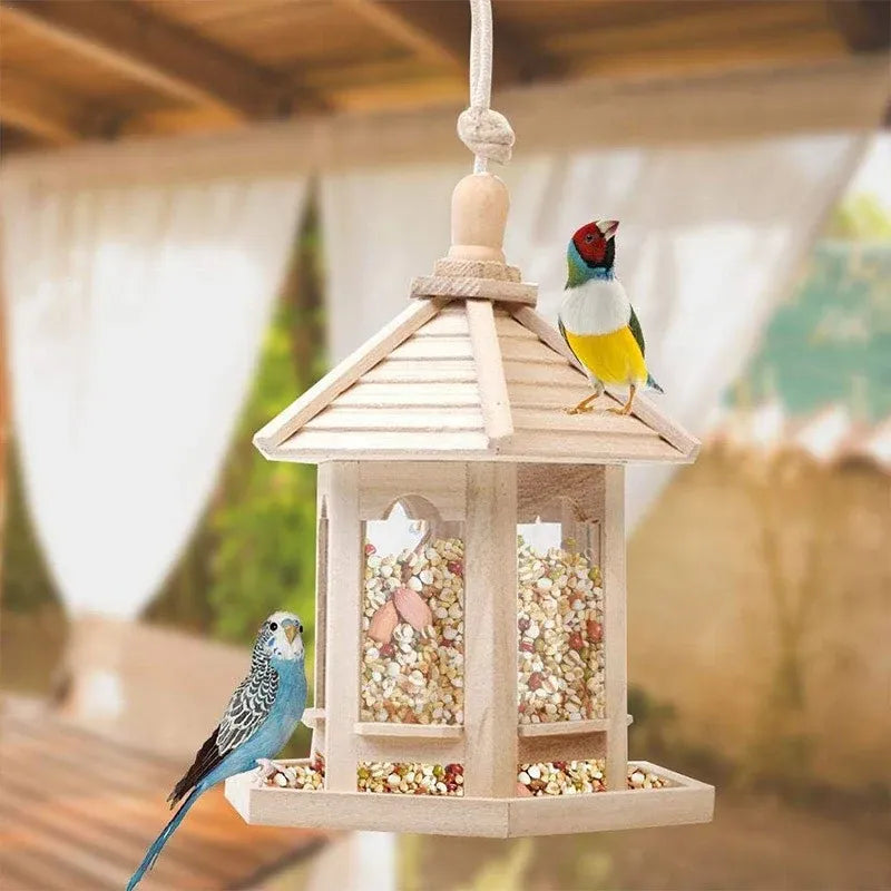 Wooden Garden Bird Feeder